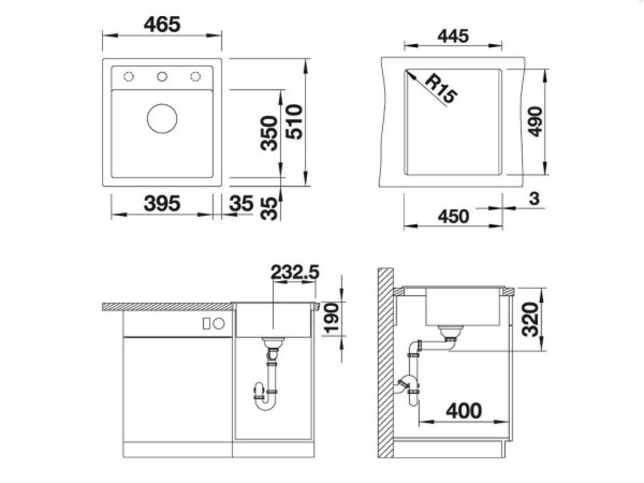 Врезная кухонная мойка Blanco Dalago 45 Silgranit PuraDur 46.5х51см искусственный гранит кофе