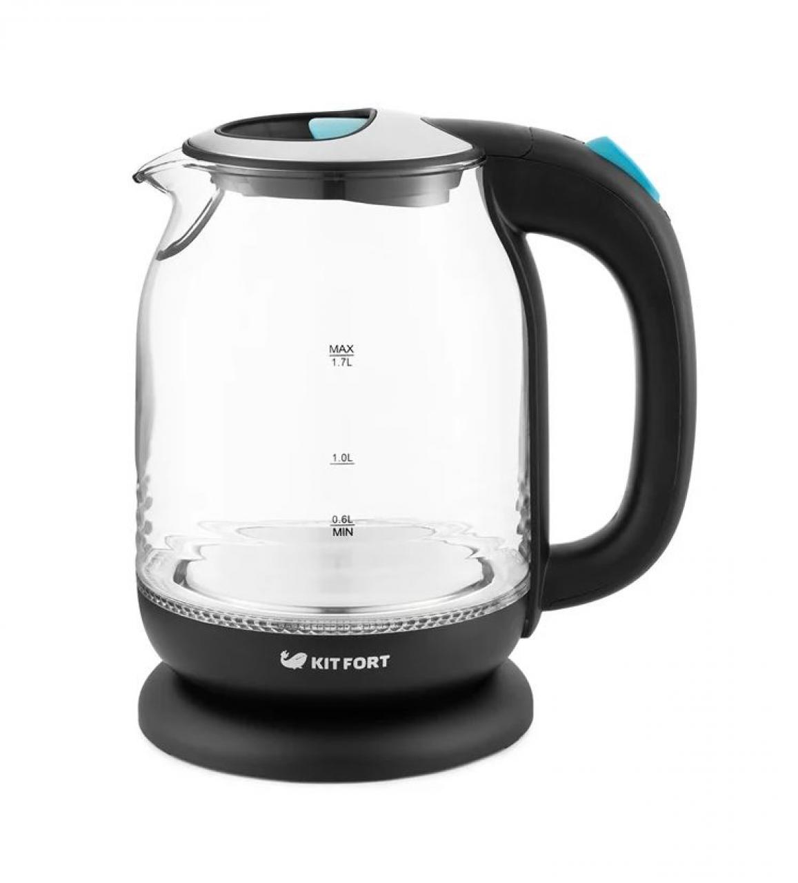 Чайник Kitfort KT-654 черный/голубой
