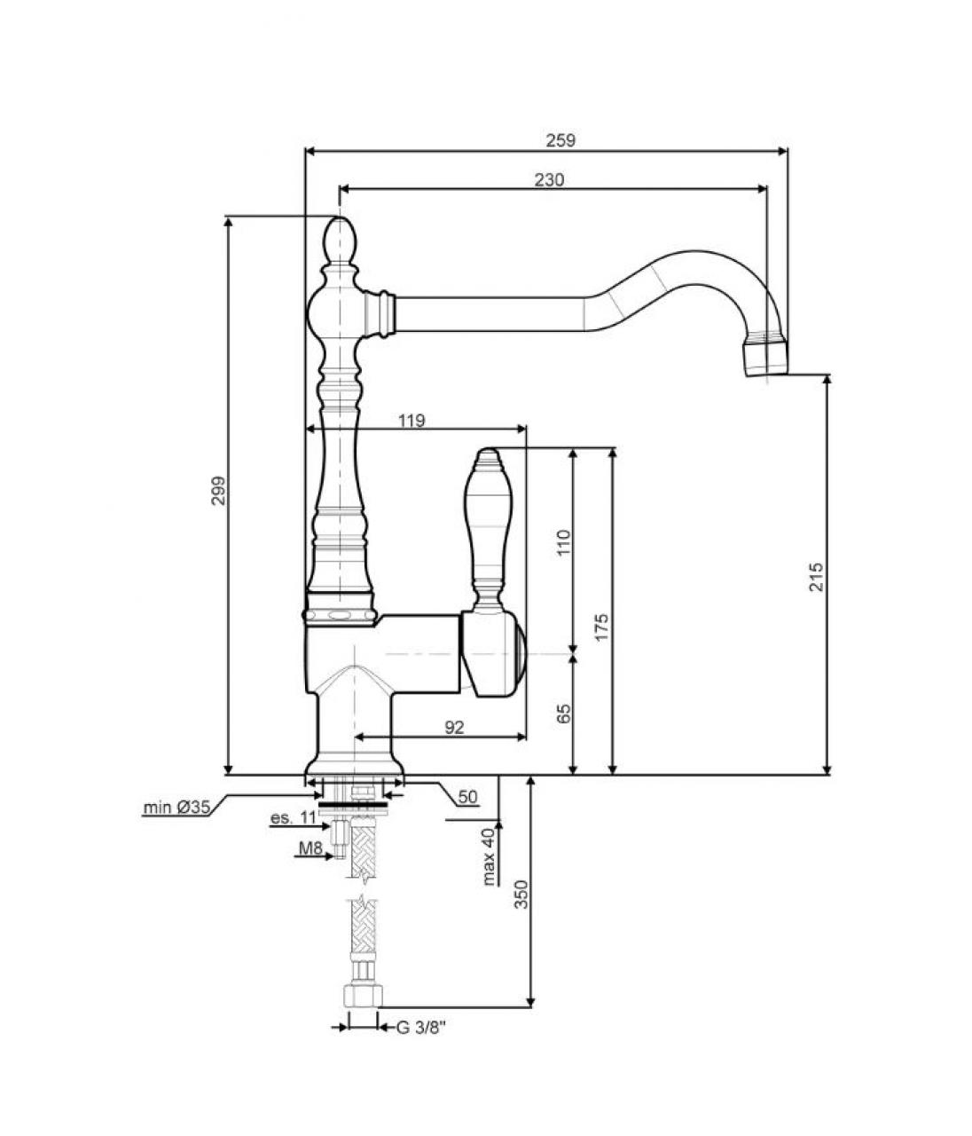 Смеситель для кухни (мойки) smeg MIR6O-2 однорычажный двухцветный