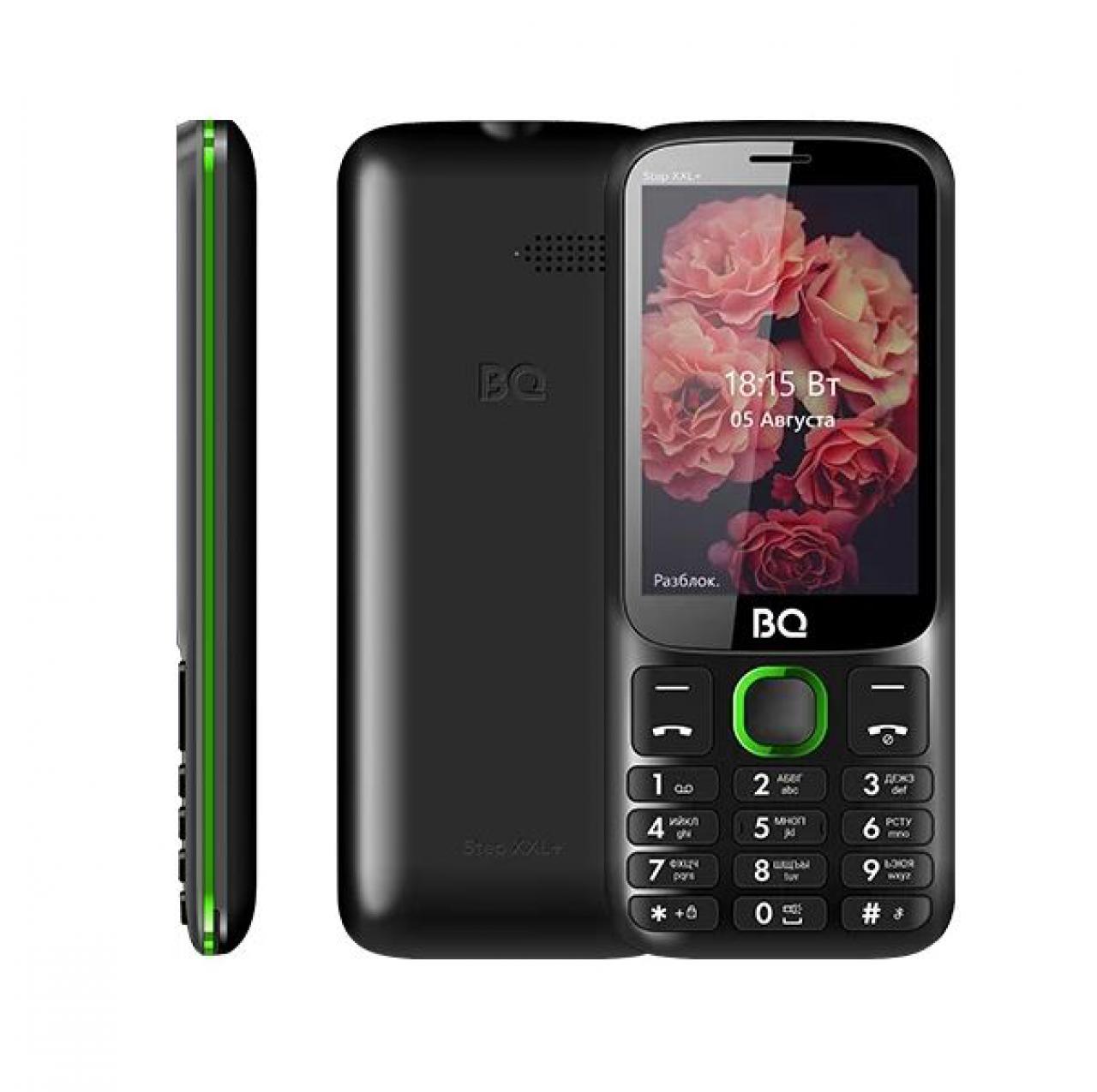 Телефон BQ 3590 Step XXL+ черный/зеленый
