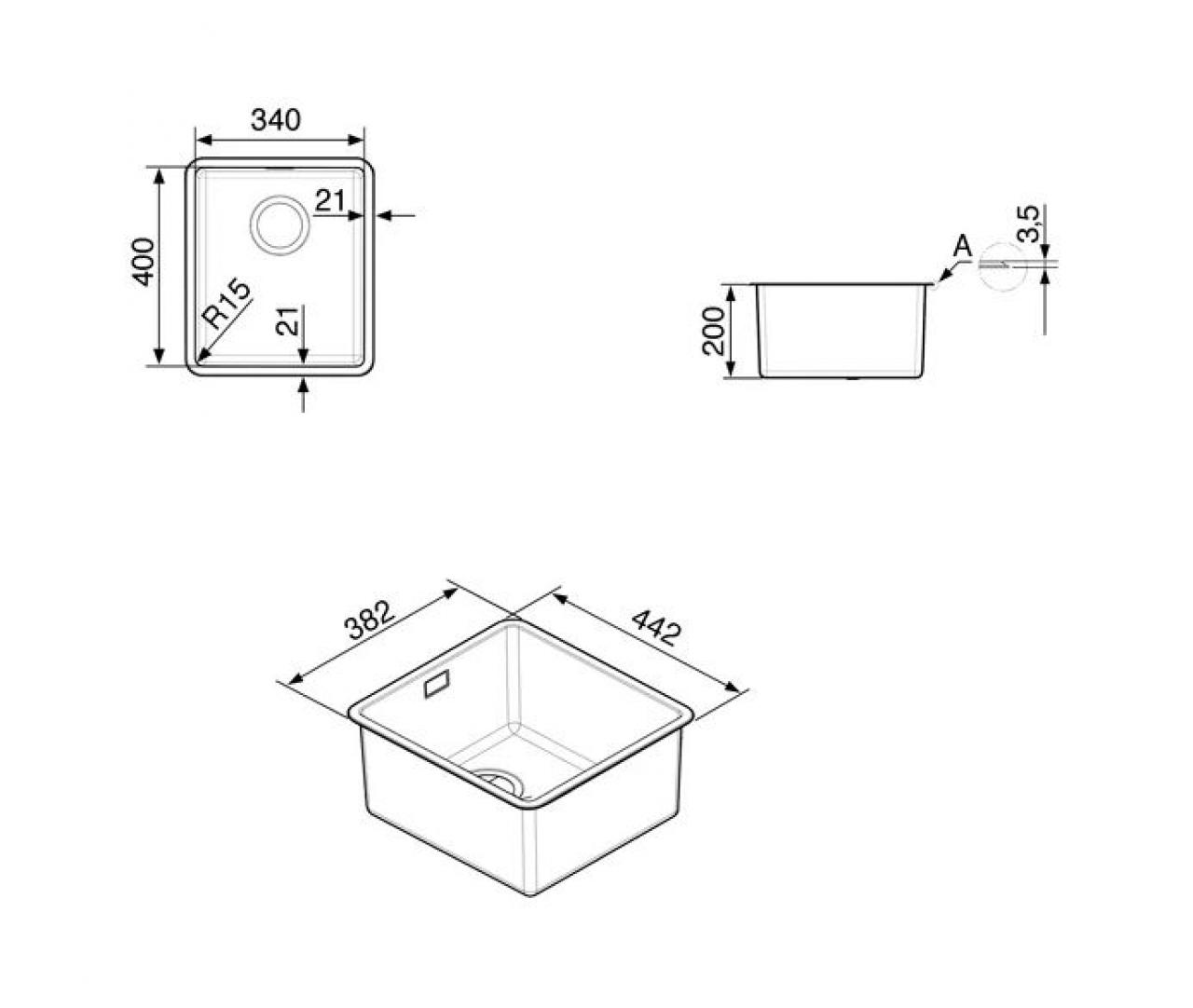 Врезная кухонная мойка smeg VSTR34 38.2х44.2см нержавеющая сталь