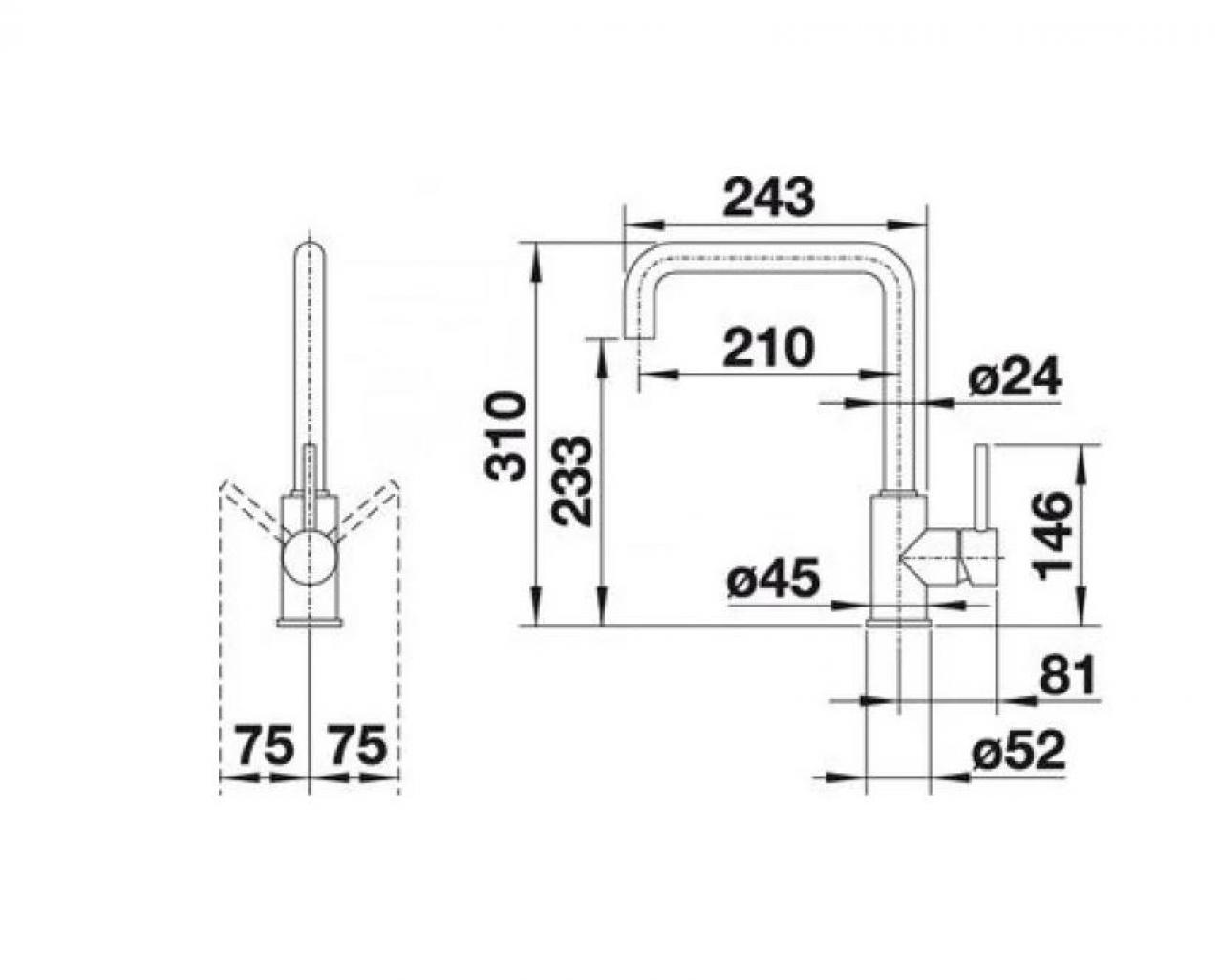 Смеситель для кухни (мойки) Blanco Mili (гранит) однорычажный жемчужный