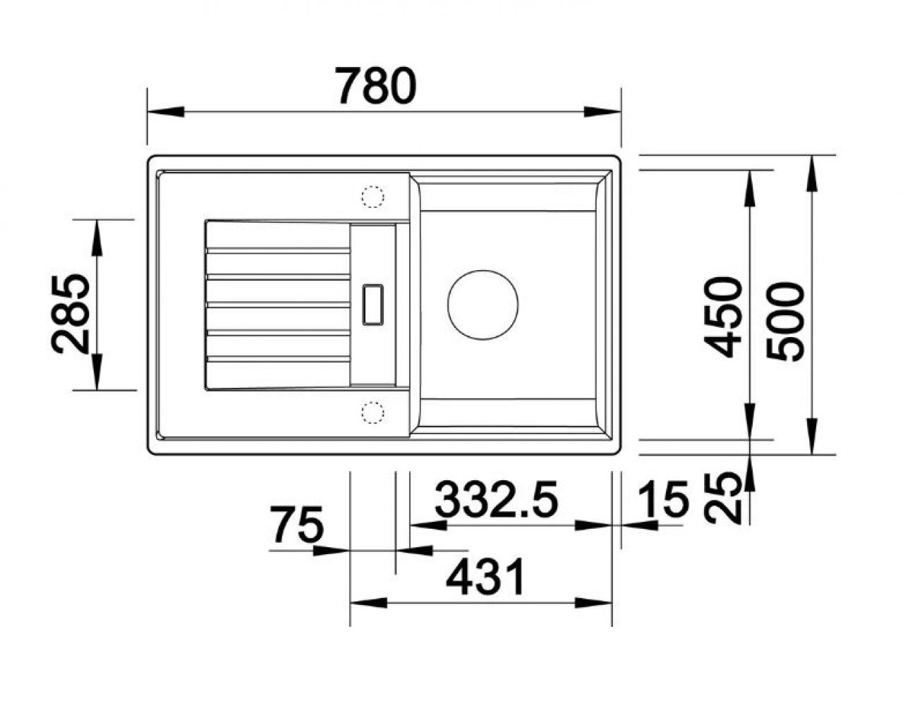 Врезная кухонная мойка Blanco Zia 45S Silgranit PuraDur 78х50см искусственный гранит белый
