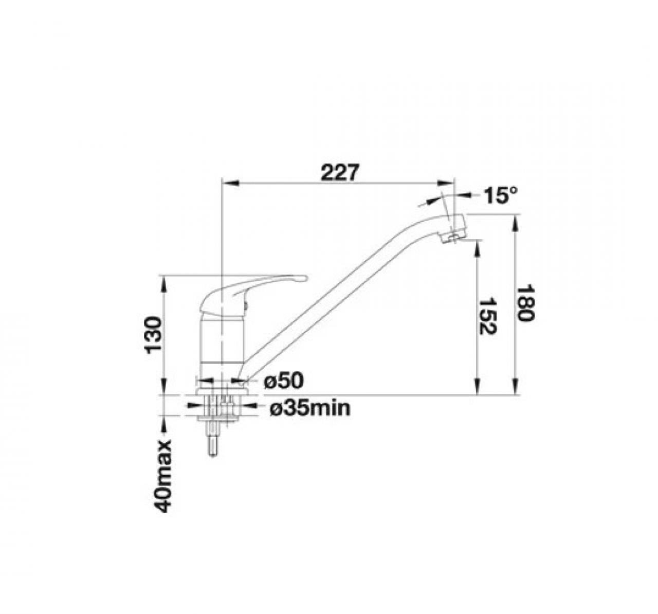 Смеситель для кухни (мойки) Blanco Daras (гранит) однорычажный антрацит