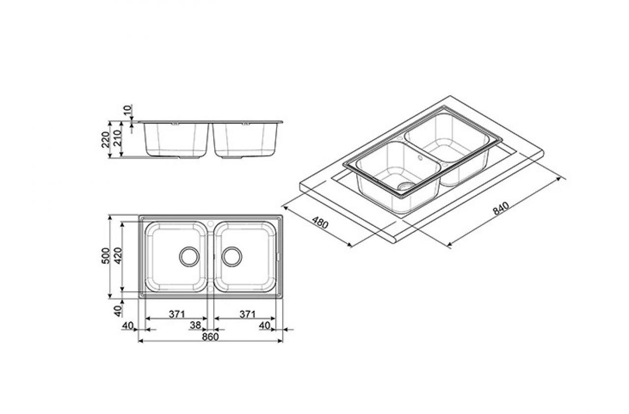 Врезная кухонная мойка smeg LZ862 86х50см искусственный гранит цемент