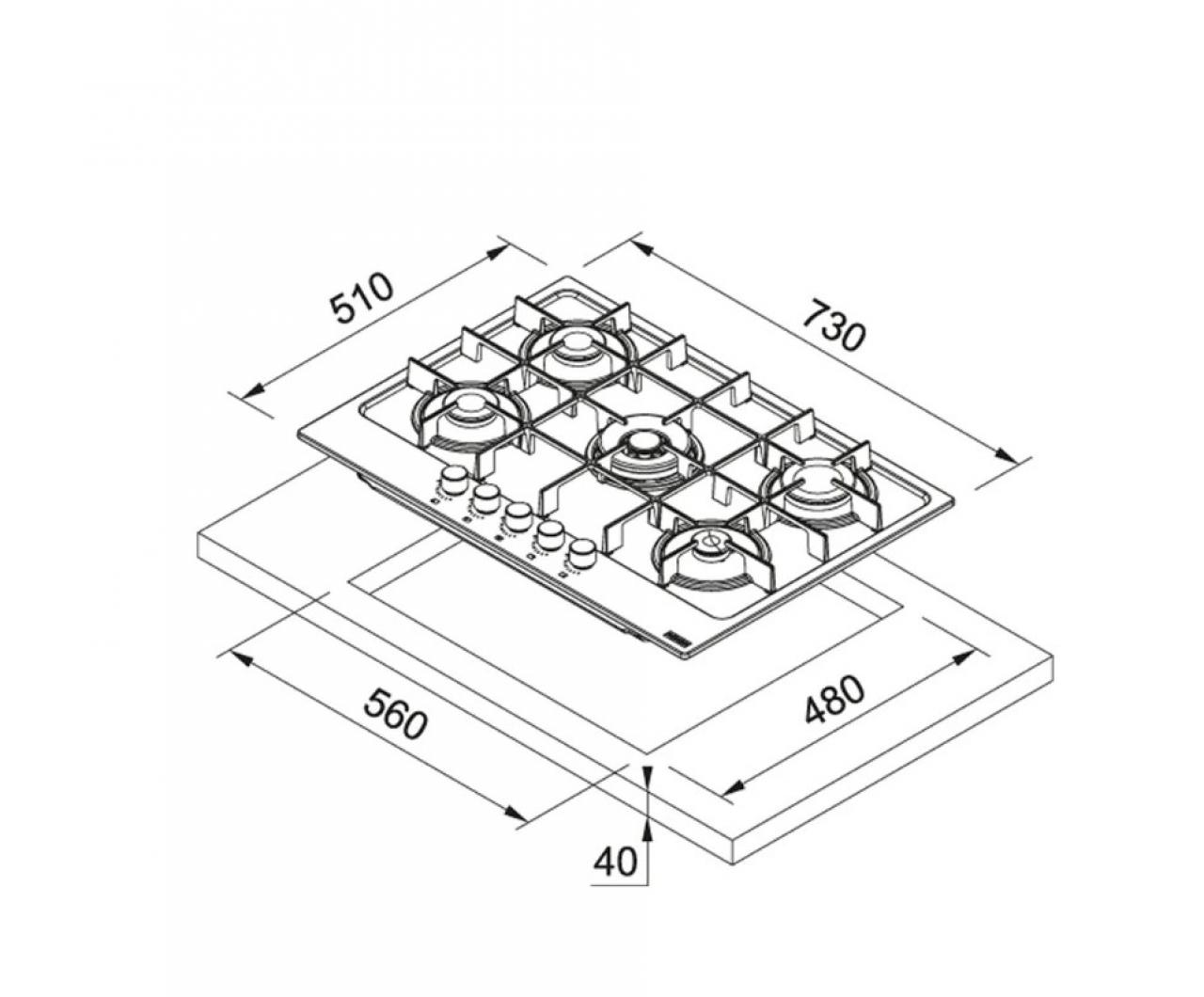 Газовая варочная панель FRANKE FHMA 755 4G DC XS C
