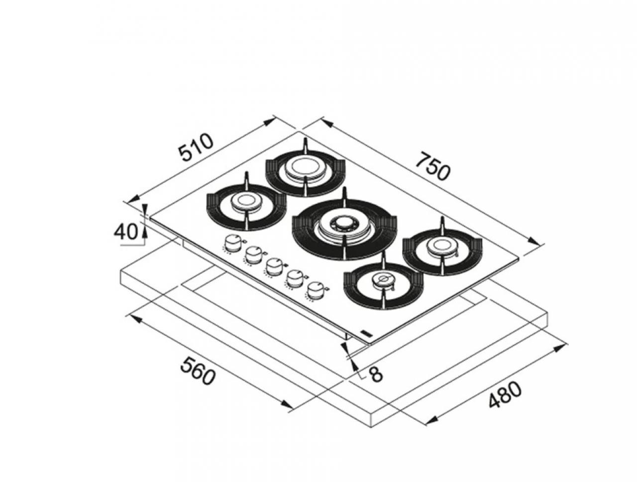 Газовая варочная панель FRANKE FHMF 755 4G DC C BK черный