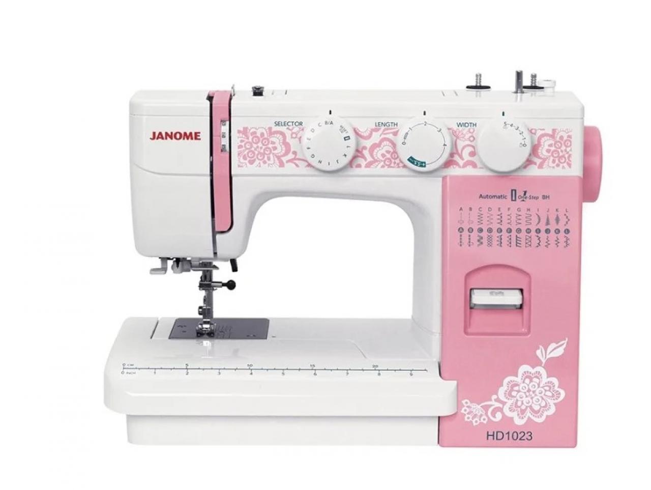 Швейная машина Janome HD1023, белый/розовый