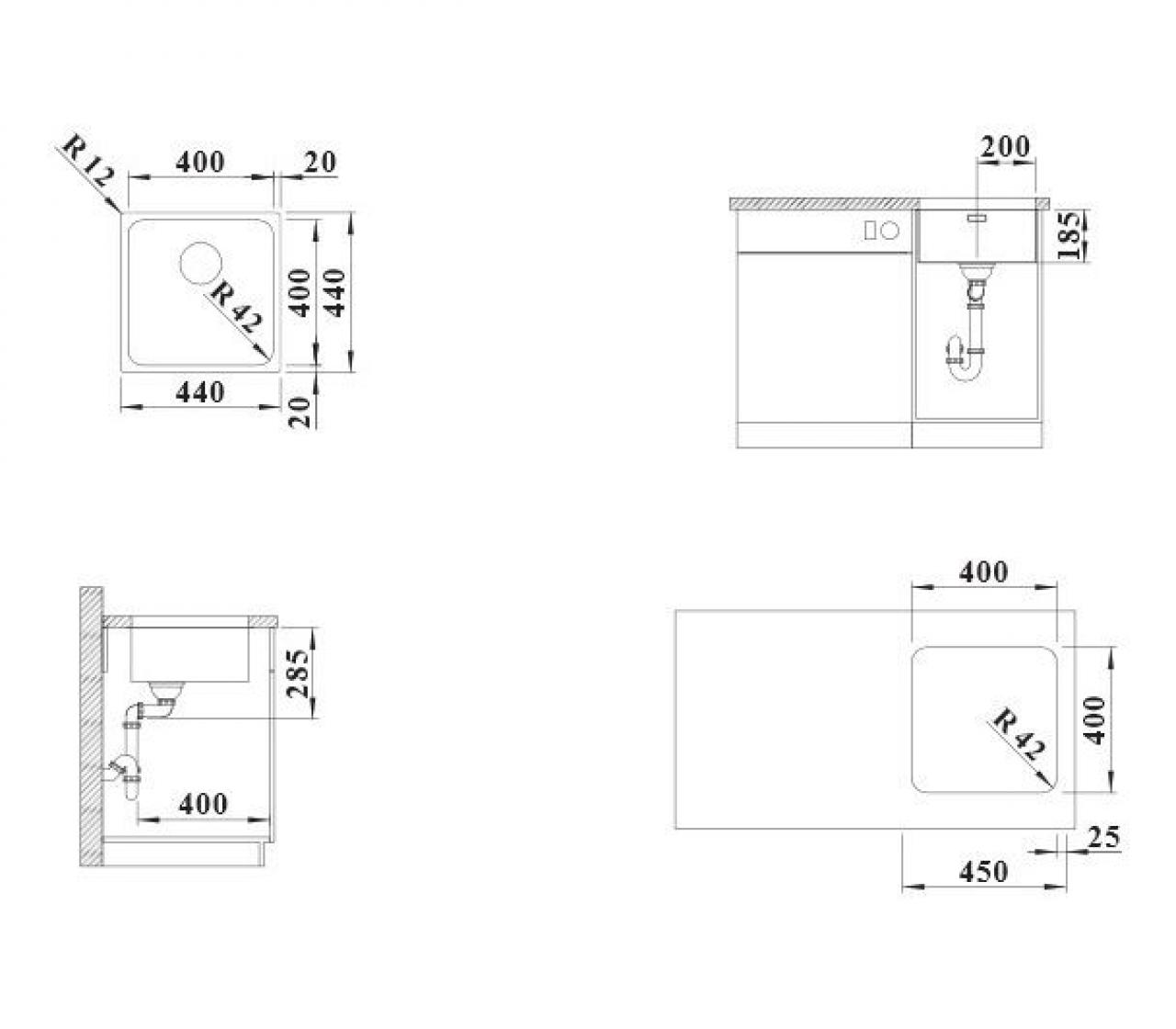 Кухонная мойка Blanco Solis 400-U нержавеющая сталь полированная
