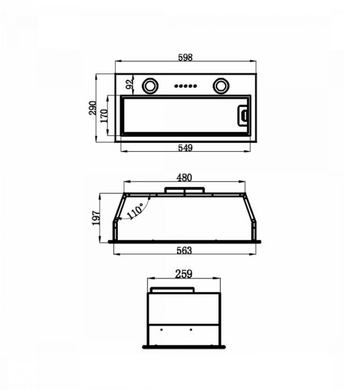 Встраиваемая вытяжка Maunfeld THAMES 601M INOX нержавеющая сталь