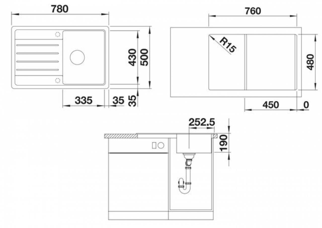 Врезная кухонная мойка Blanco Legra 45S 78х50см искусственный гранит белый