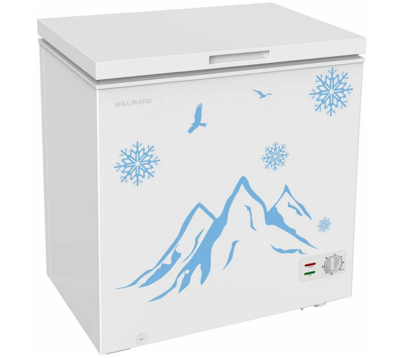 Морозильный ларь WILLMARK CF-250CS (компрессор TOSHIBA, до -24С, 225л, 2 корзины) Белый снежинки