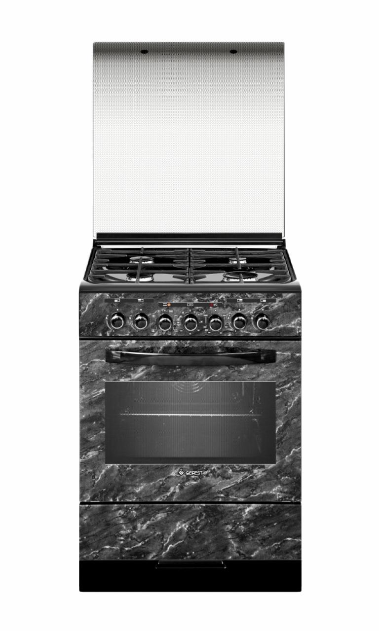 Кухонная плита GEFEST ПГЭ 6302-03 0053 черный с рисунком мрамор
