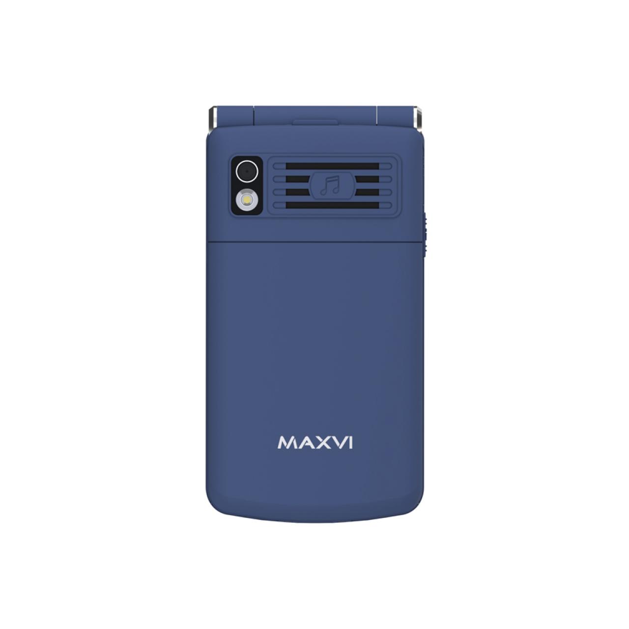 Телефон-раскладушка кнопочный Maxvi E11 синий/серебро