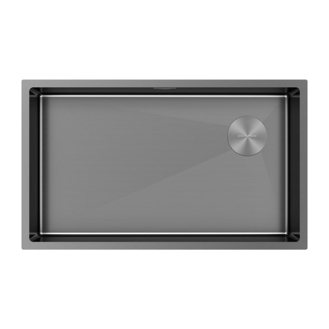 Мойка кухонная Paulmark NEXT-SKEW 74 UNI (PM887444-GM) вороненая сталь