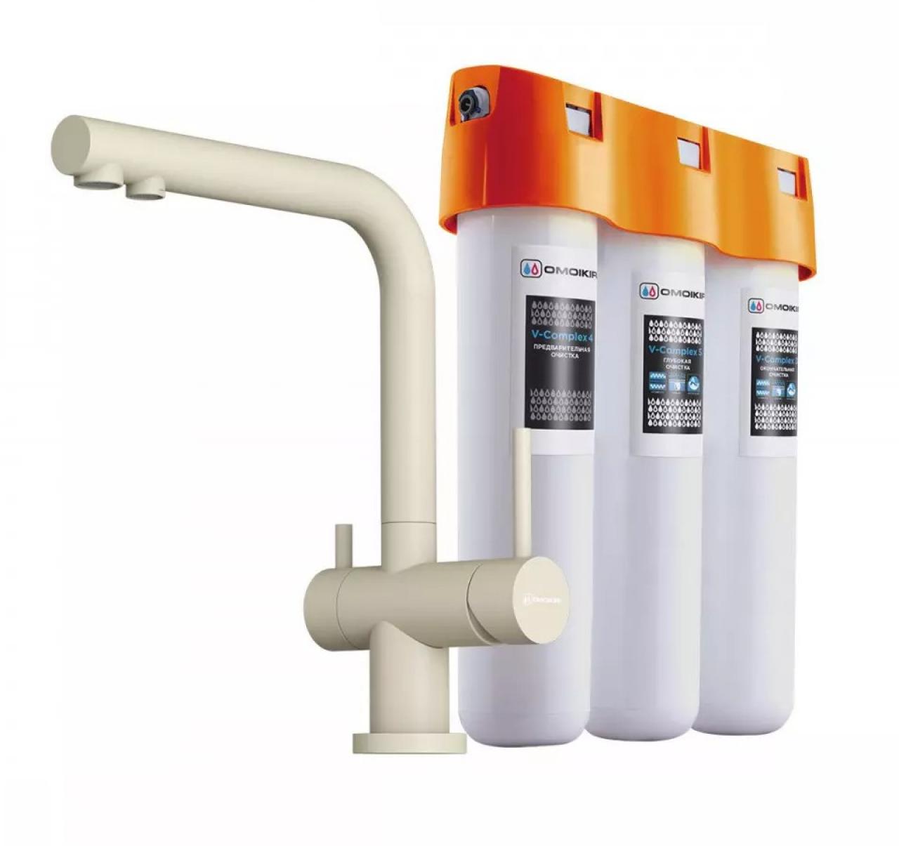 Комплект смеситель + фильтр Omoikiri Nagano-BE-P + Pure drop Lite (4044.8028P) ваниль