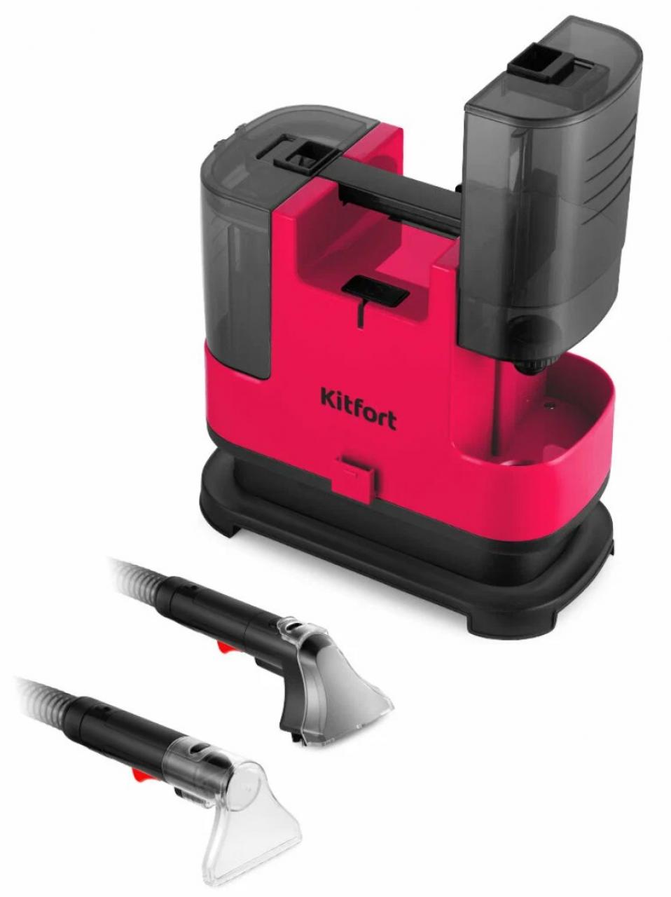 Моющий пылесос Kitfort КТ-5162-1 черный/малиновый
