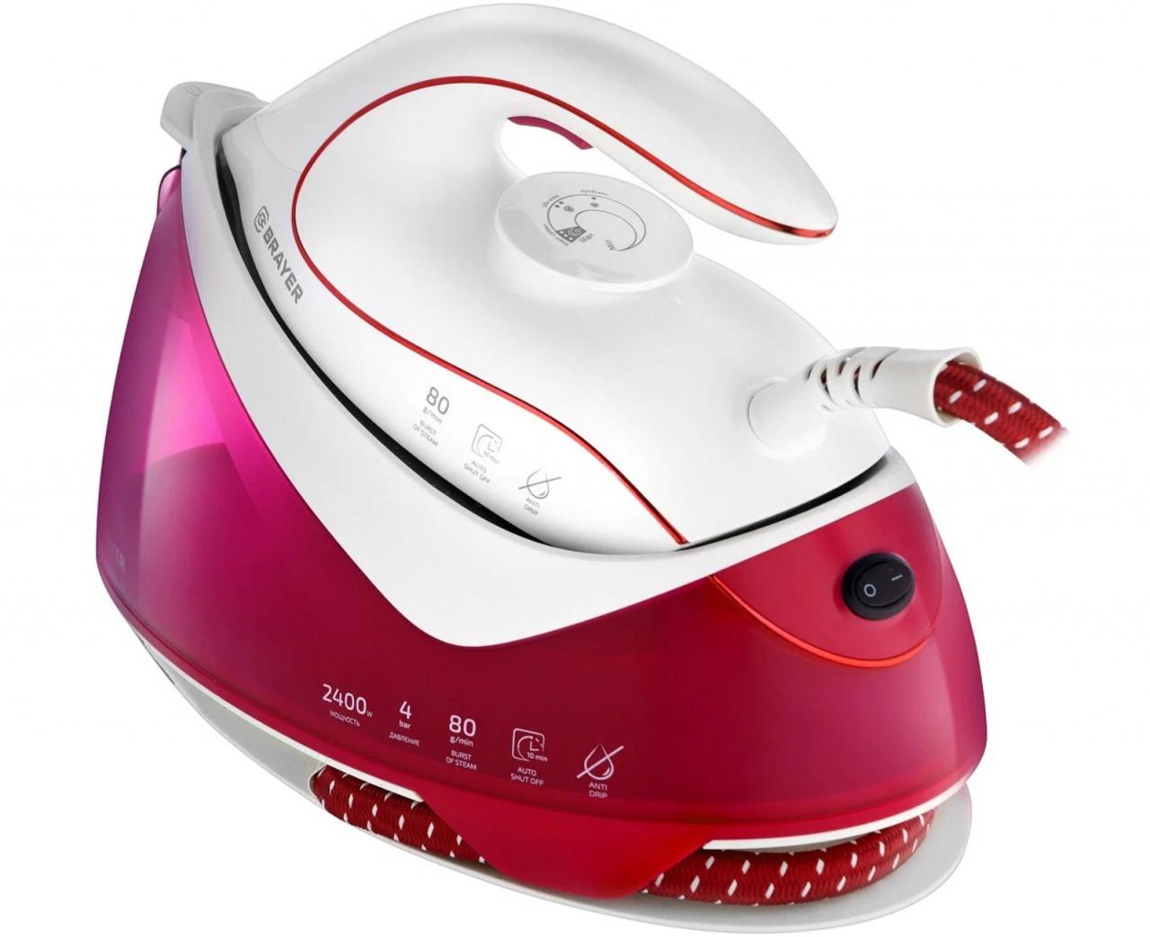 Парогенератор, паровая станция BRAYER BR4151 белый/розовый