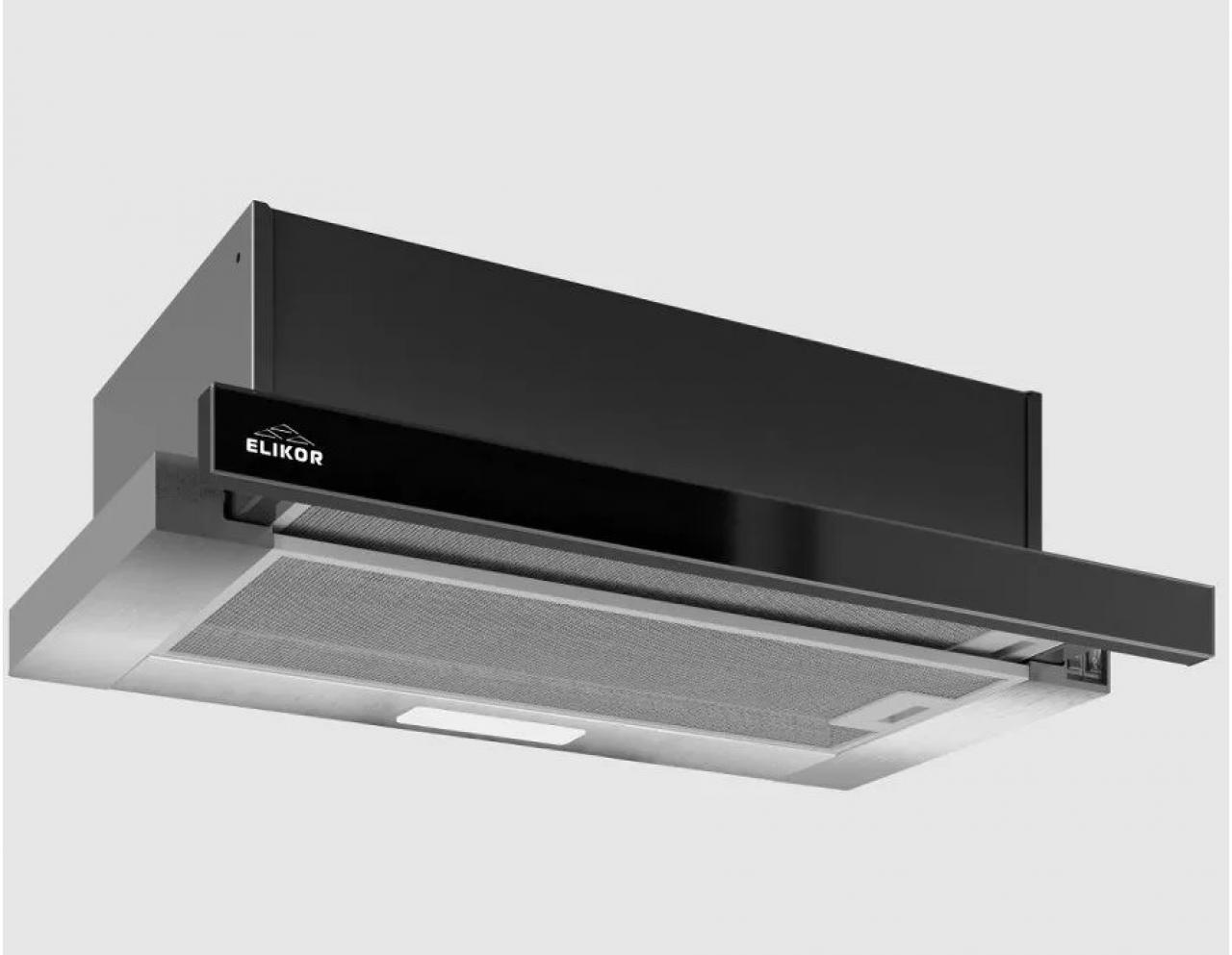 Встраиваемая вытяжка Elikor Интегра GLASS 45Н-400-В2Д нержавеющая сталь/стекло черное