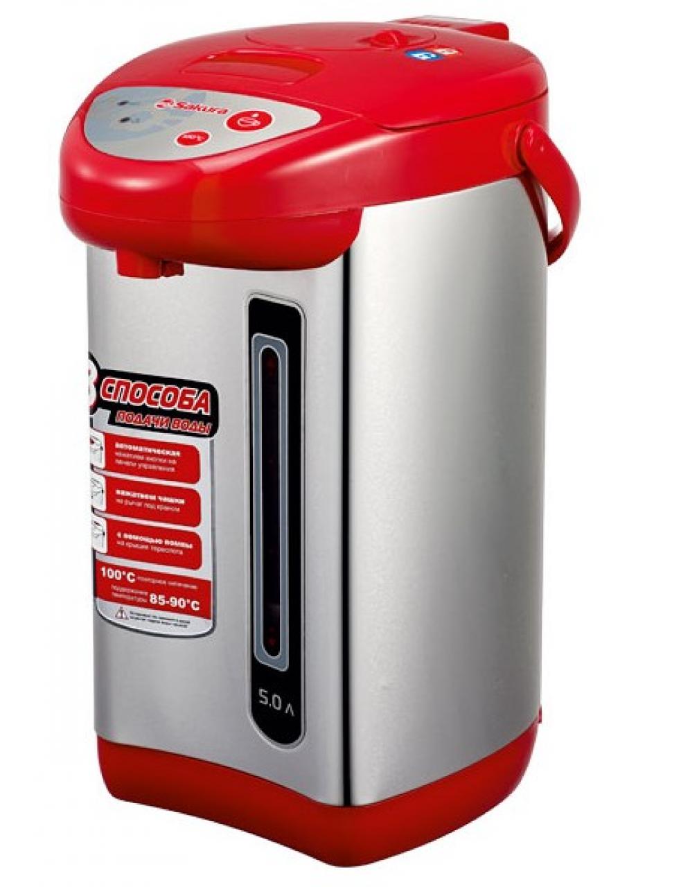 Термопот SAKURA SA-336RS серебристый/красный