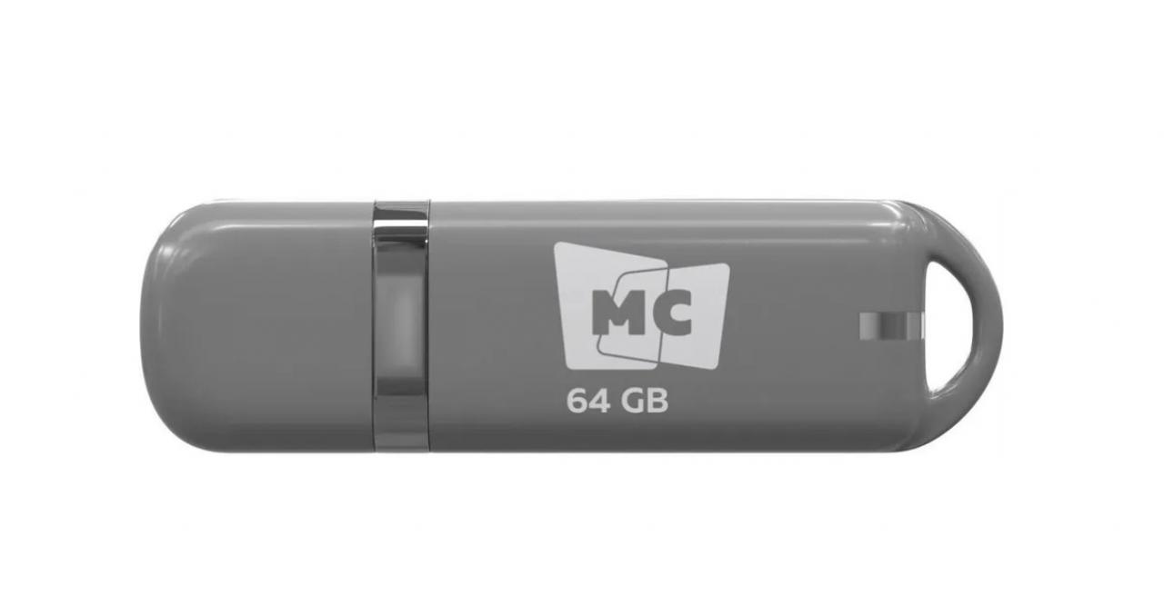 Флеш-накопитель USB 2.0 64Гб More Choice МФБ64 Grey