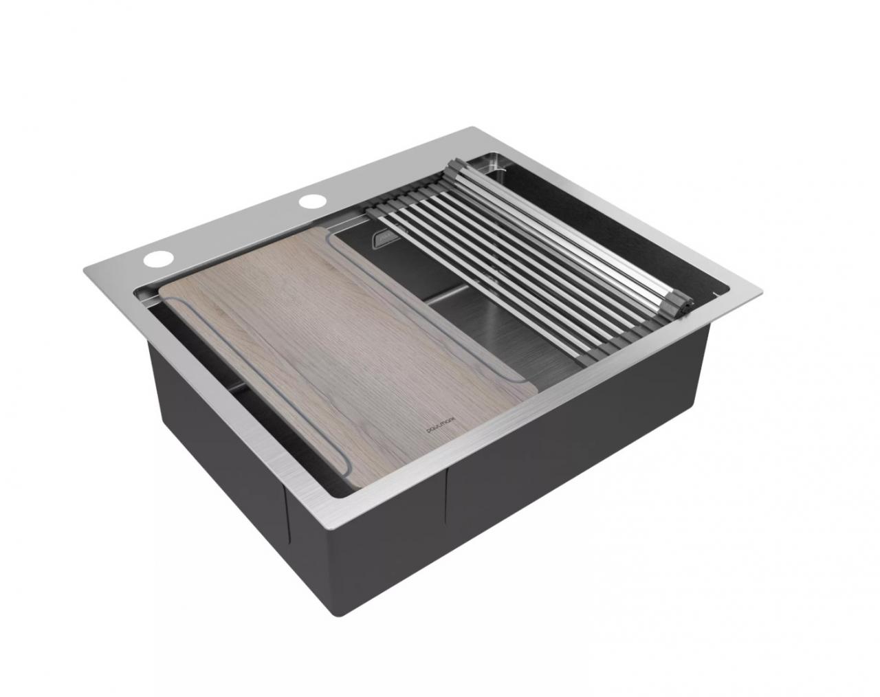 Кухонная мойка Paulmark KRONER-MULTI SINK 59 (PM685951-BS) нержавеющая брашированная сталь