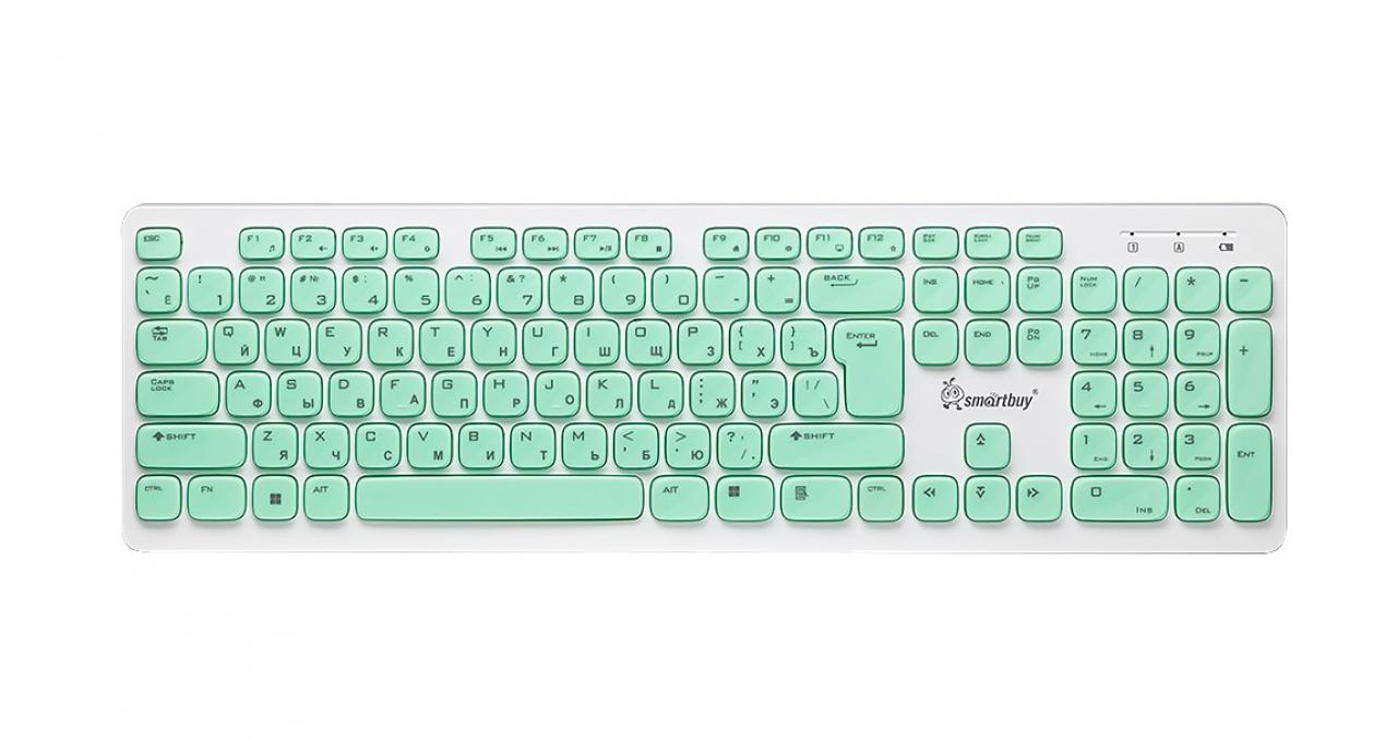 Клавиатура беспроводная Smartbuy ONE 252 (SBK-252AG-WG)/20 белый/зеленый