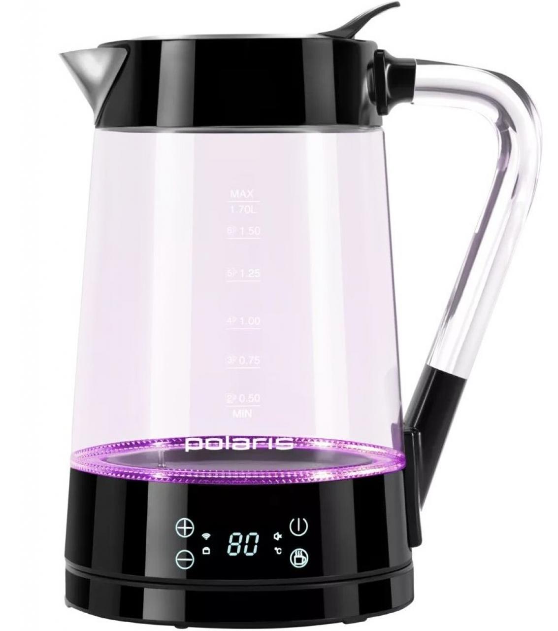 Чайник электрический с регулировкой температуры Polaris PWK 1715CGLD Wi-Fi IQ Home черный